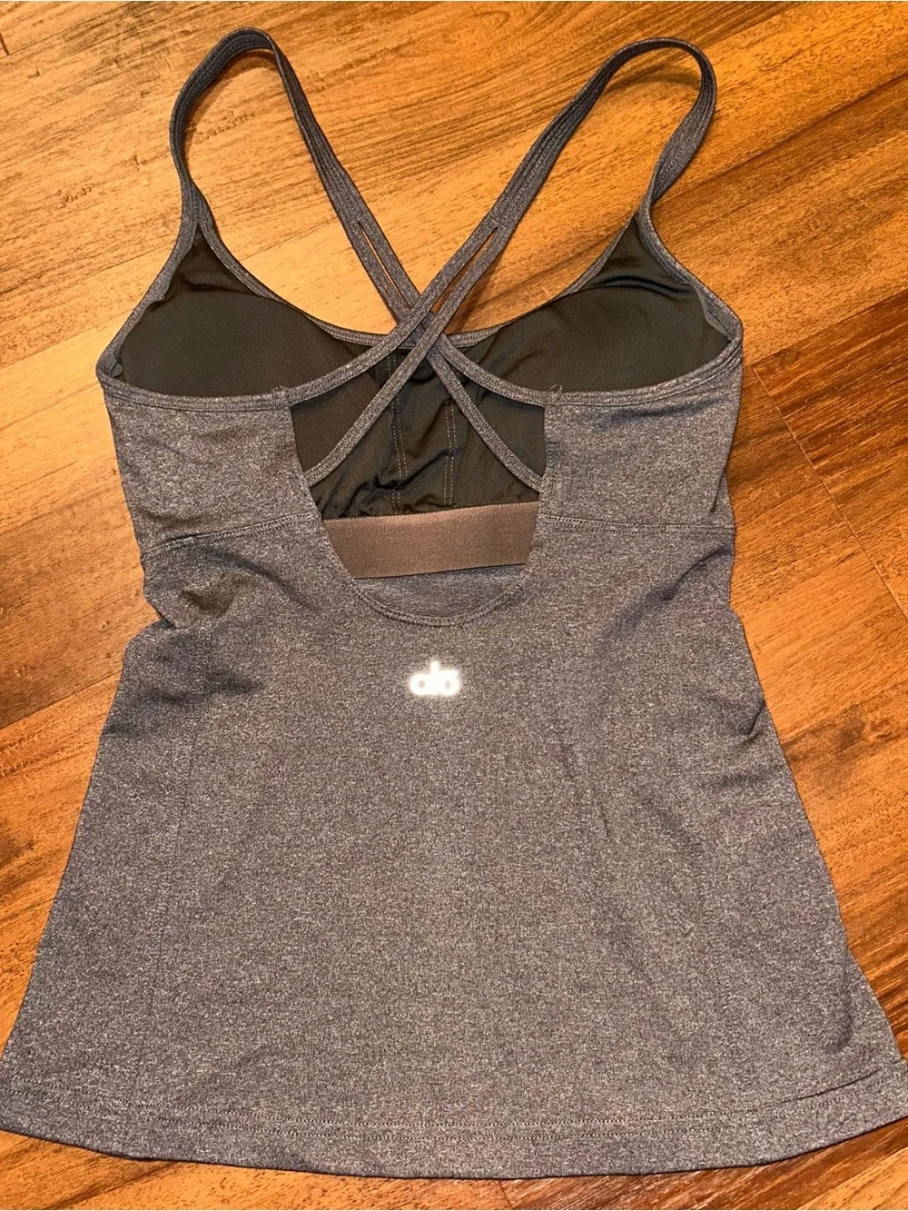 ALO Yoga Dark Gray Strappy Bra Support Camisole Tank Top XS S